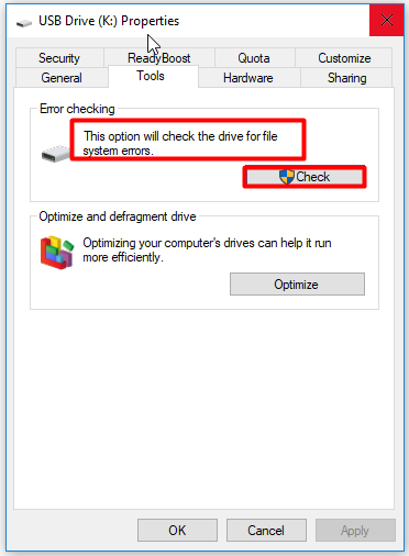 check for errors