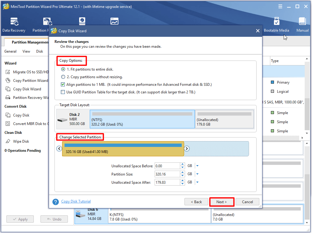 choose copy options