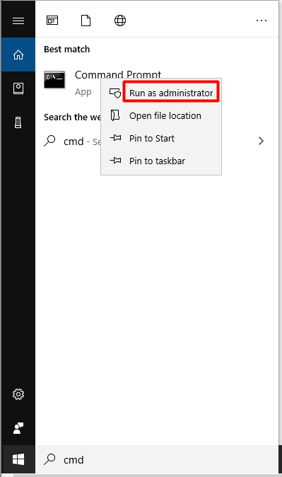 Run Command Prompt as administrator