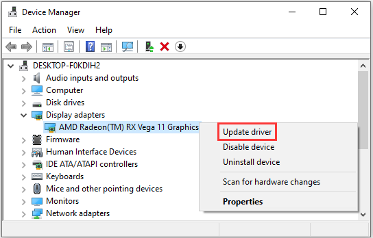 click Update driver