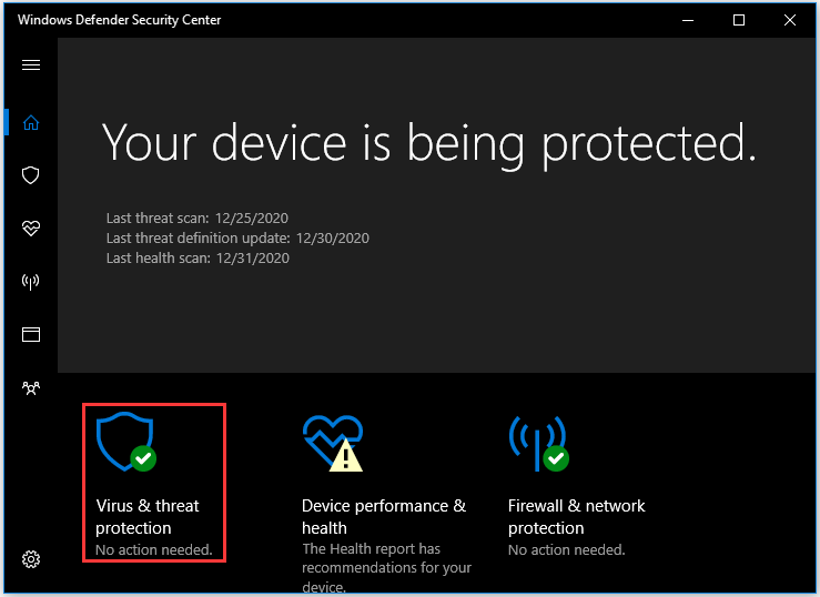 click Virus & threat protection
