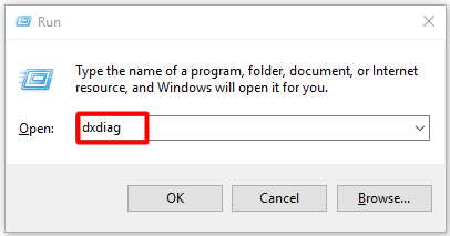 open the DirectX Diagnostic Tool from Run utility