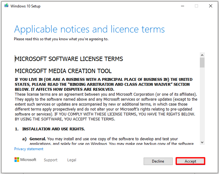click on Accept