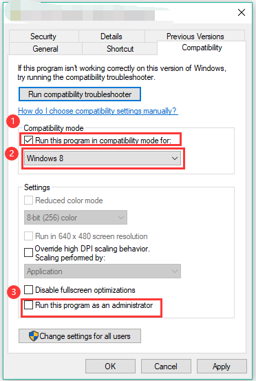 run a game in compatibility mode