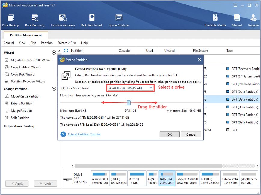 extend partition