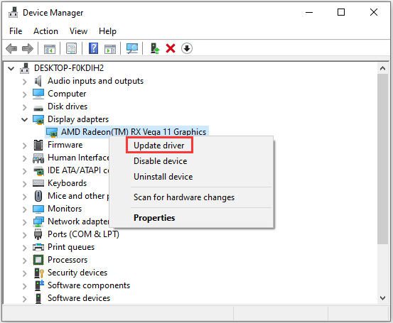 click Update driver