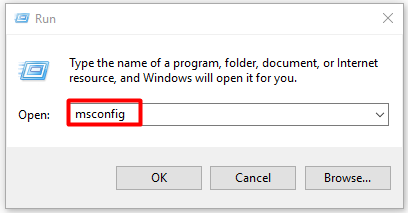 open the System Configuration window from Run utility