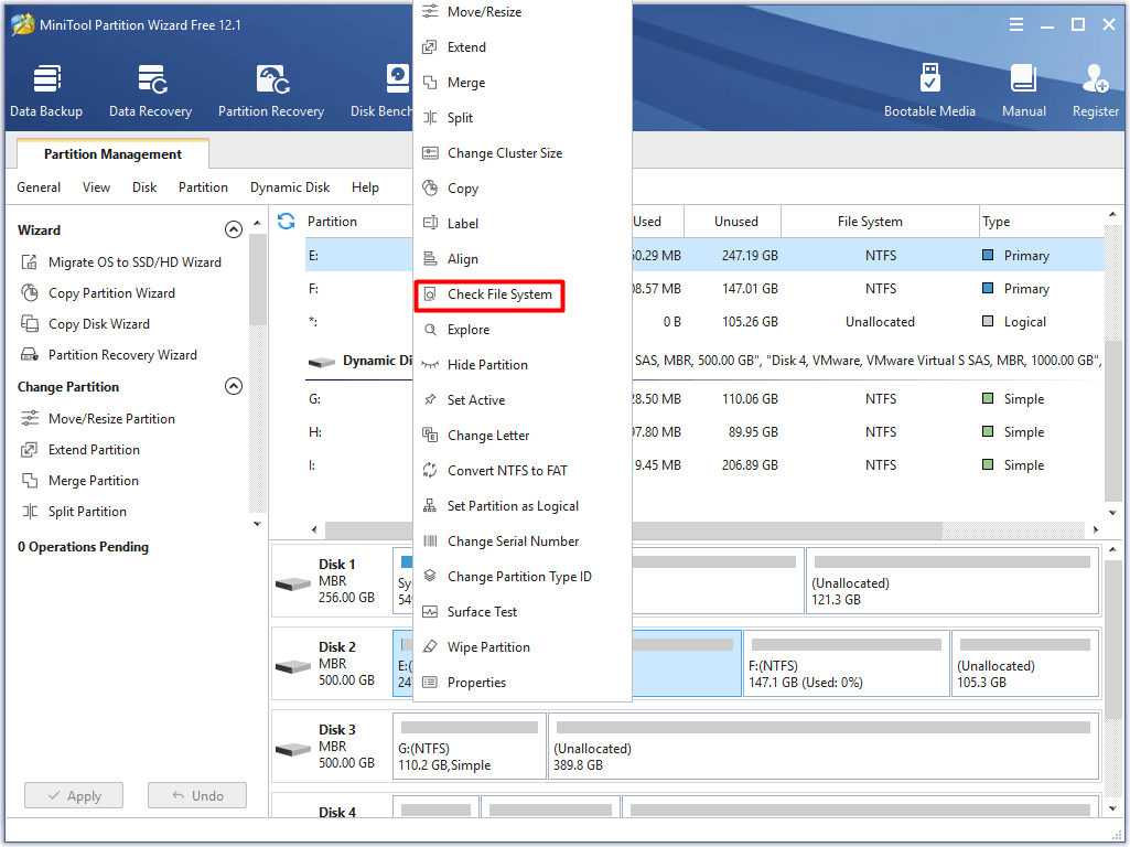 click on Check File System option