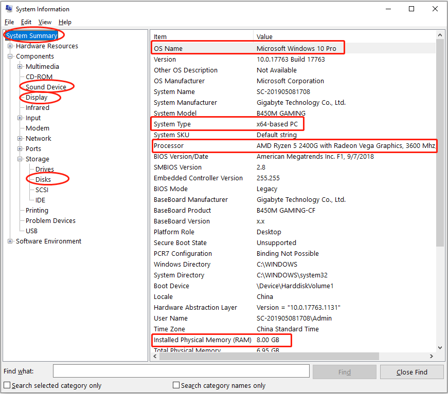 check pc specs in System Information