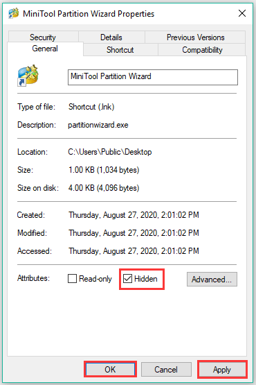 hide an individual icon on Windows 10