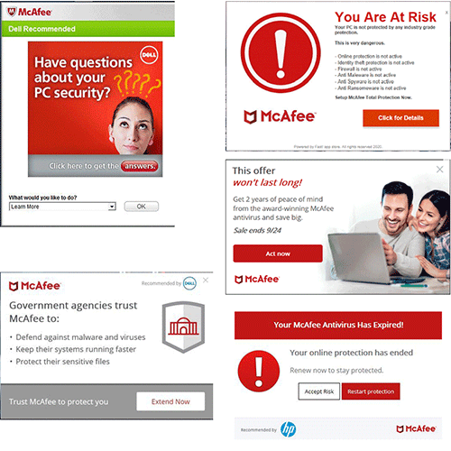 McAfee popups