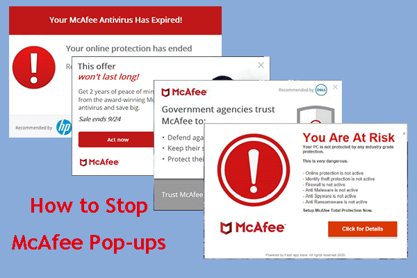 how to stop McAfee pop ups