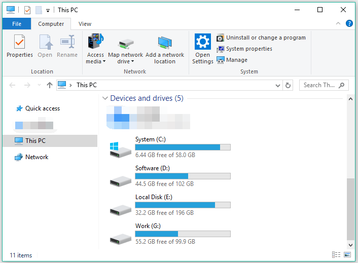 check hard drive space