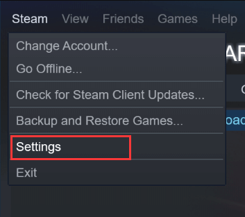 click on Settings on Steam