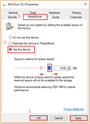 the process of using a USB drive for ReadyBoost