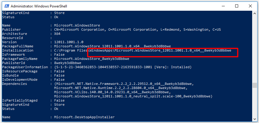 find and copy the entry of Windows Store