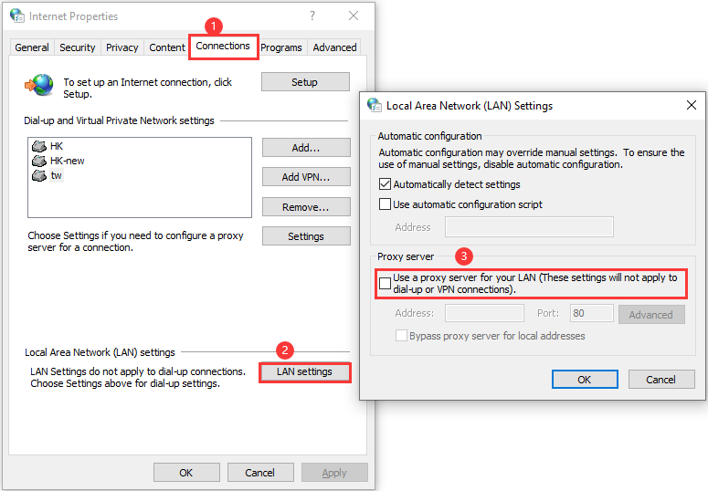 disable Proxy Server