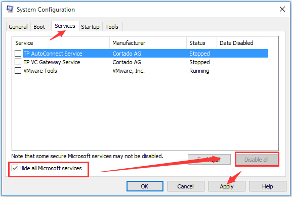 Hide All Microsoft Services