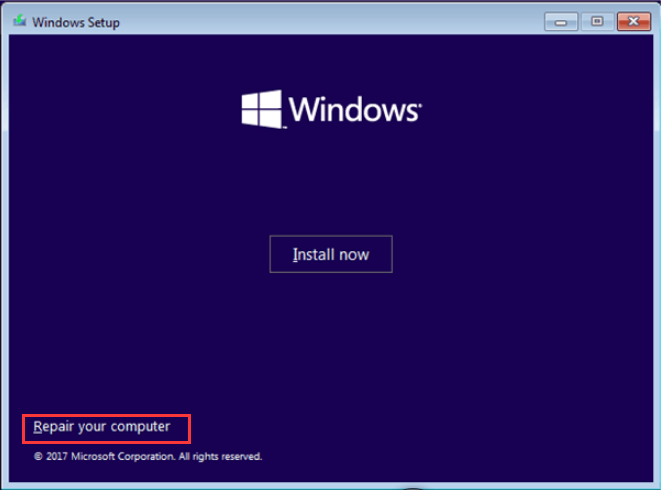 click on Repair your computer