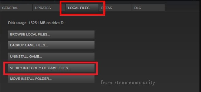 click on Verify Integrity of Game Files 