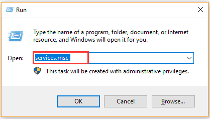 open the Services window via Run box