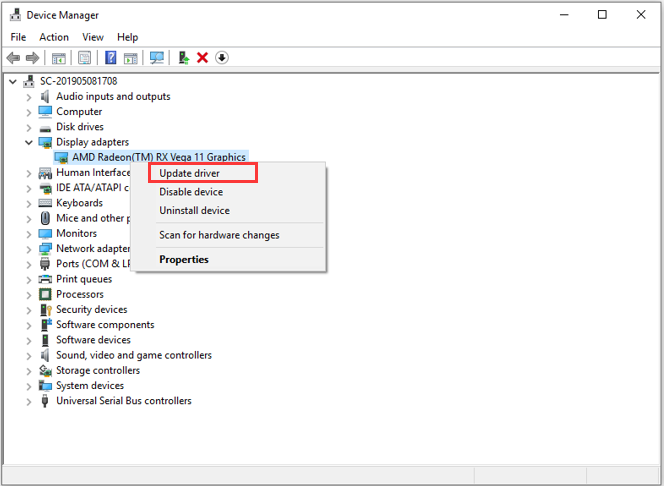 choose Update driver