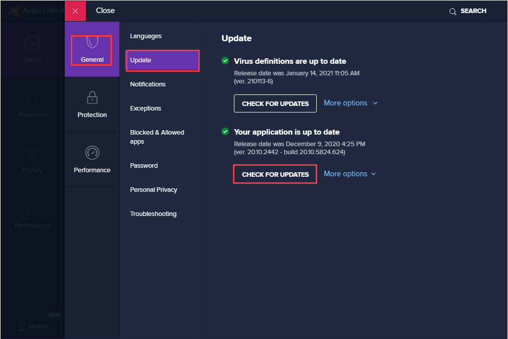 update Avast Antivirus