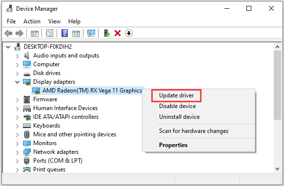 click Update driver