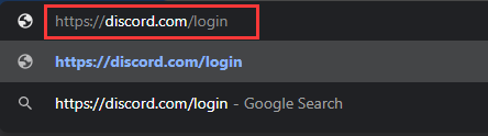 type the web address of Discord