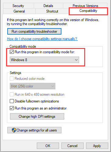 use compatibility mode