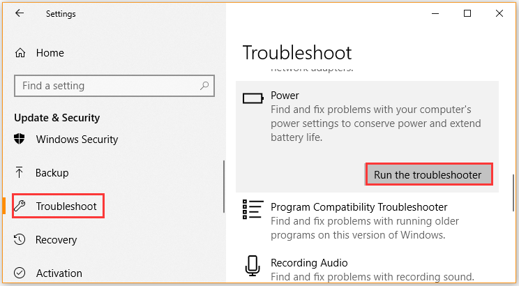 run battery troubleshooter