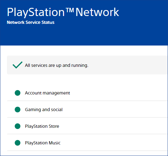 the offline status page of PSN