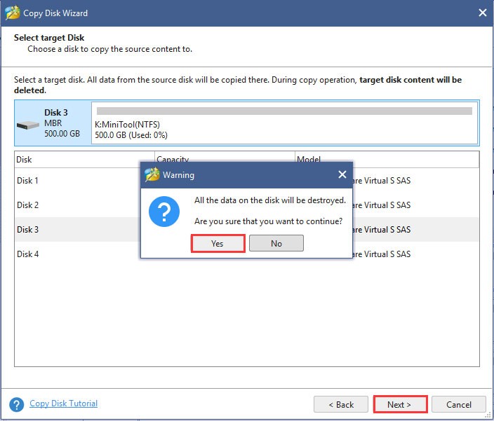 select the target disk in MiniTool main interface