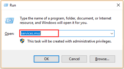 open the Services window via the Run dialog box
