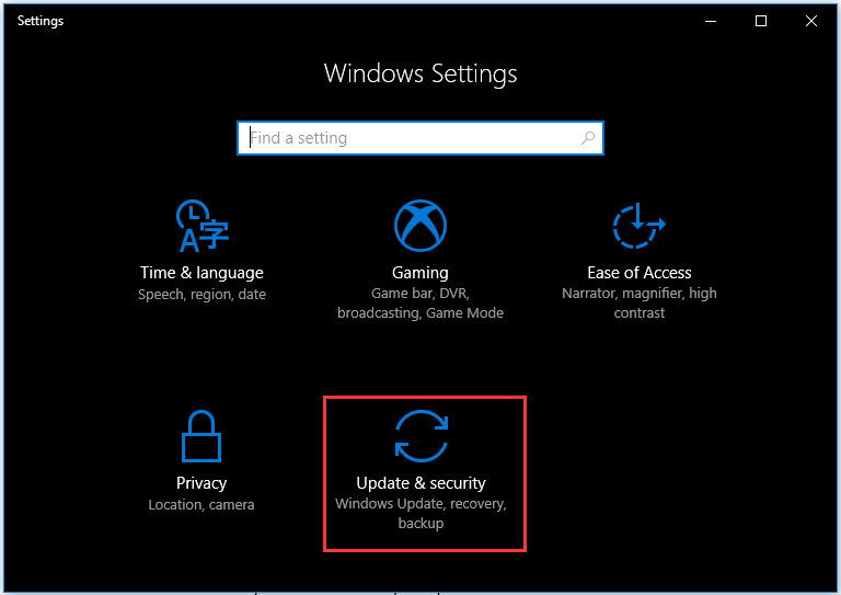 choose Update & security