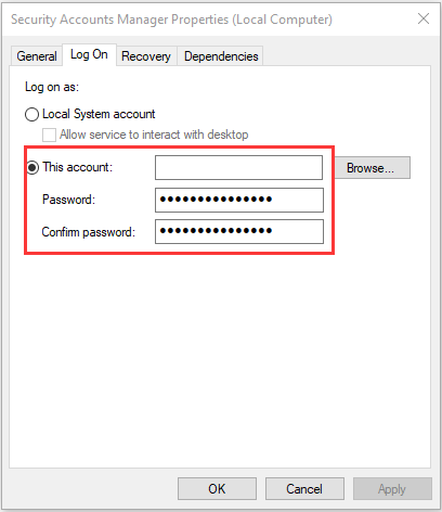 enter account information