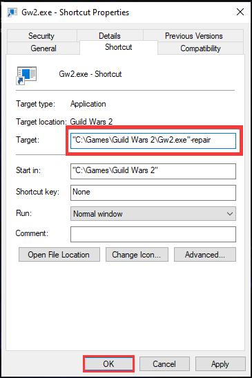 repair Guild Wars 2