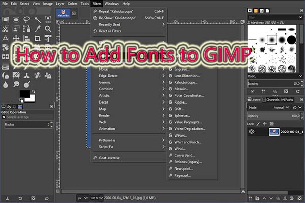 how to add fonts to gimp thumbnail