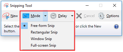 choose a snip mode