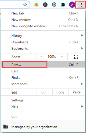 print in Google Chrome