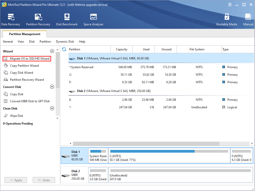 click on Migrate OS to SSD/HDD