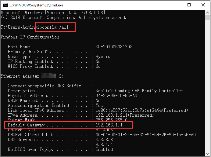 find the default IP address of the router