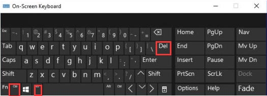 the On-Screen Keyboard window
