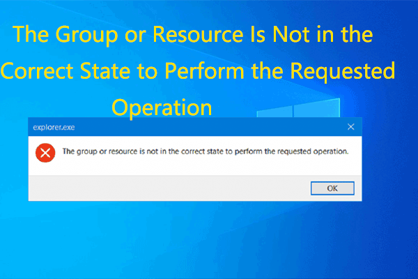 the group or resource is not in the correct state