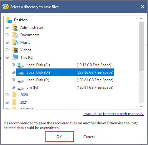 save the files to another location