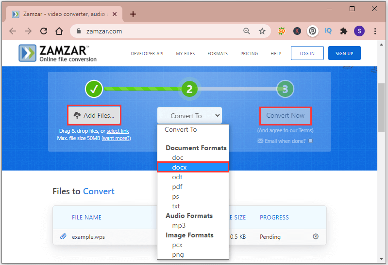 convert a WPS file