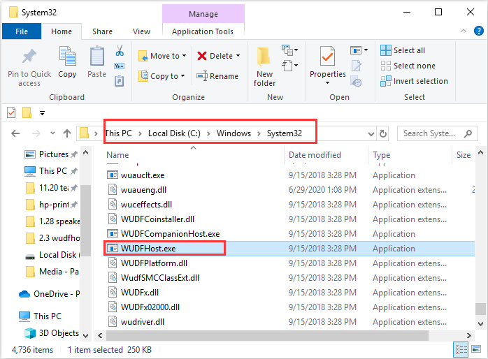 location of WUDFHost.exe Windows 10