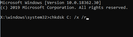 run chkdsk in Pre-Boot Environment