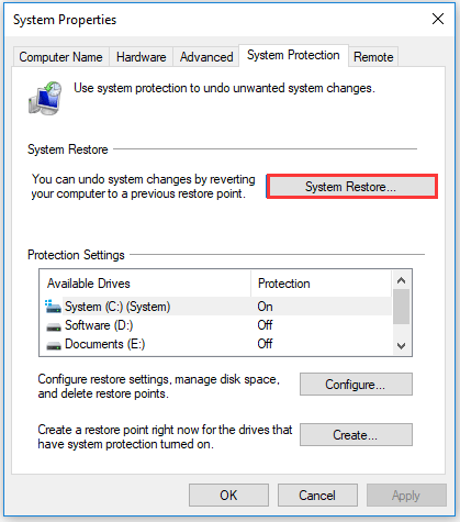click System Restore