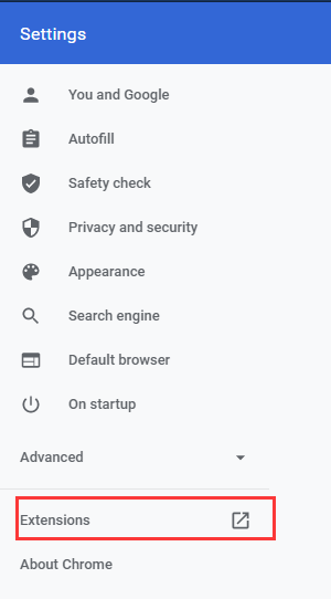 click on Extension